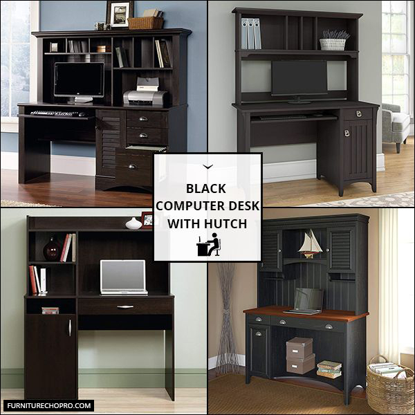 Black Computer Desk With Hutch