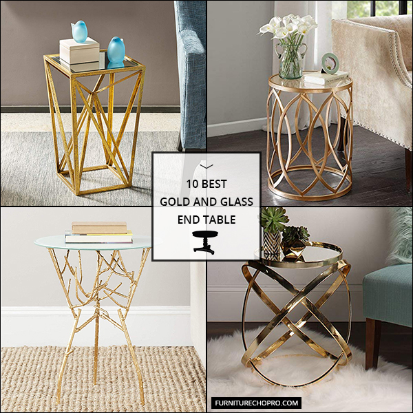 Gold And Glass End Table