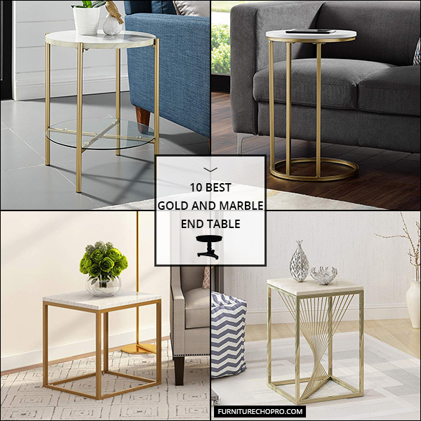 Gold And Marble End Table