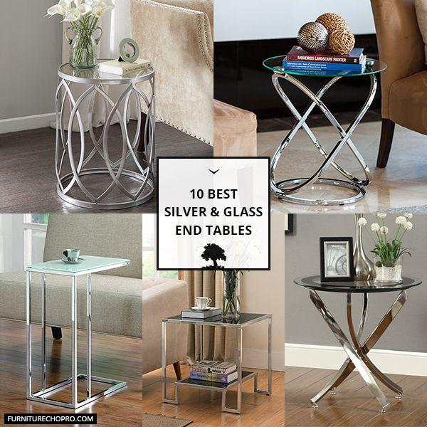 Silver And Glass End Tables