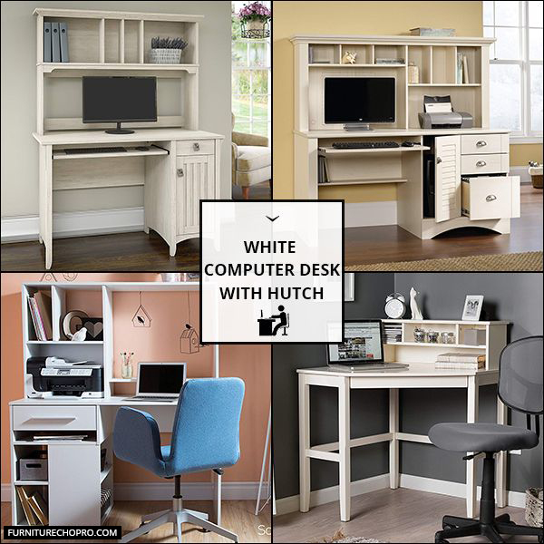 White Computer Desk With Hutch