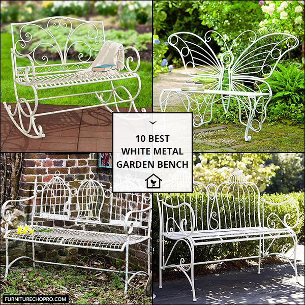 White Metal Garden Bench