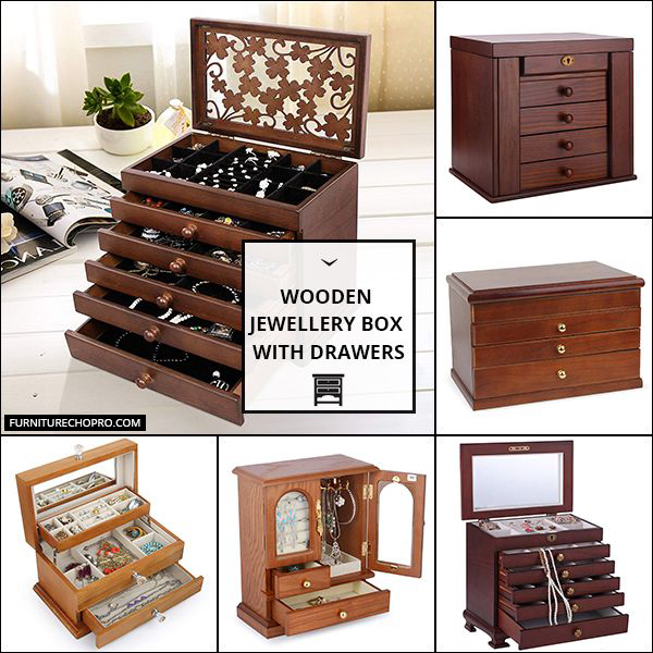 Wooden Jewellery Box With Drawers