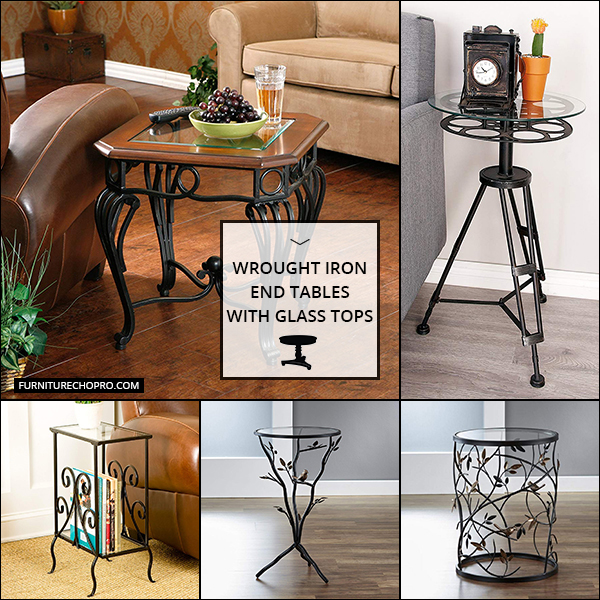 Wrought Iron End Tables With Glass Tops